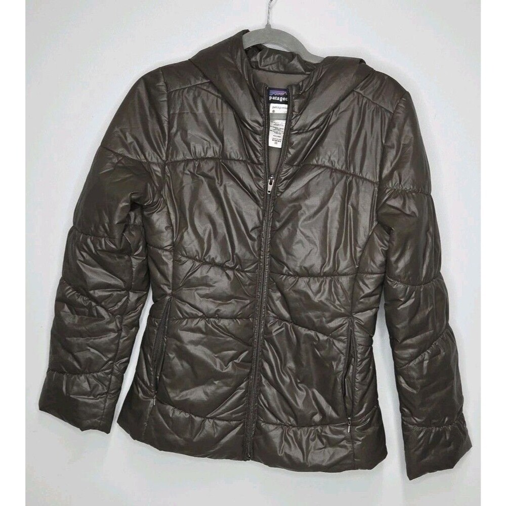 Patagonia women's XS Brown Lidia insulated quilted hooded puffer jacket EUC